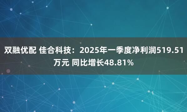 双融优配 佳合科技：2025年一季度净利润519.51万元 同比增长48.81%